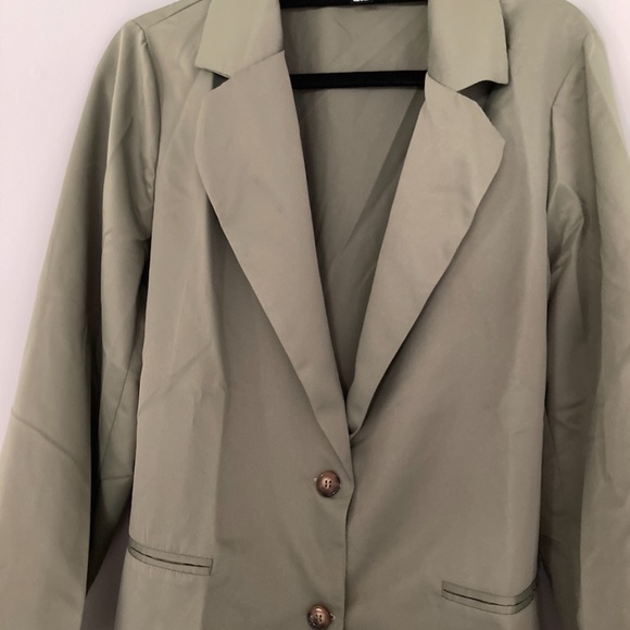 3/$10 Lightweight Olive Green Lapel Blazer - Picture 4 of 5